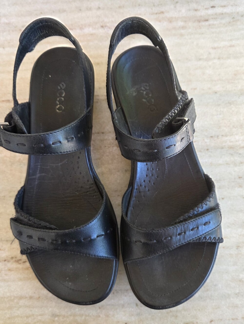 ECCO Casual Uno Black Leather Comfort Sandals Size 36 (US 5.5-6) - Picture 2 of 9